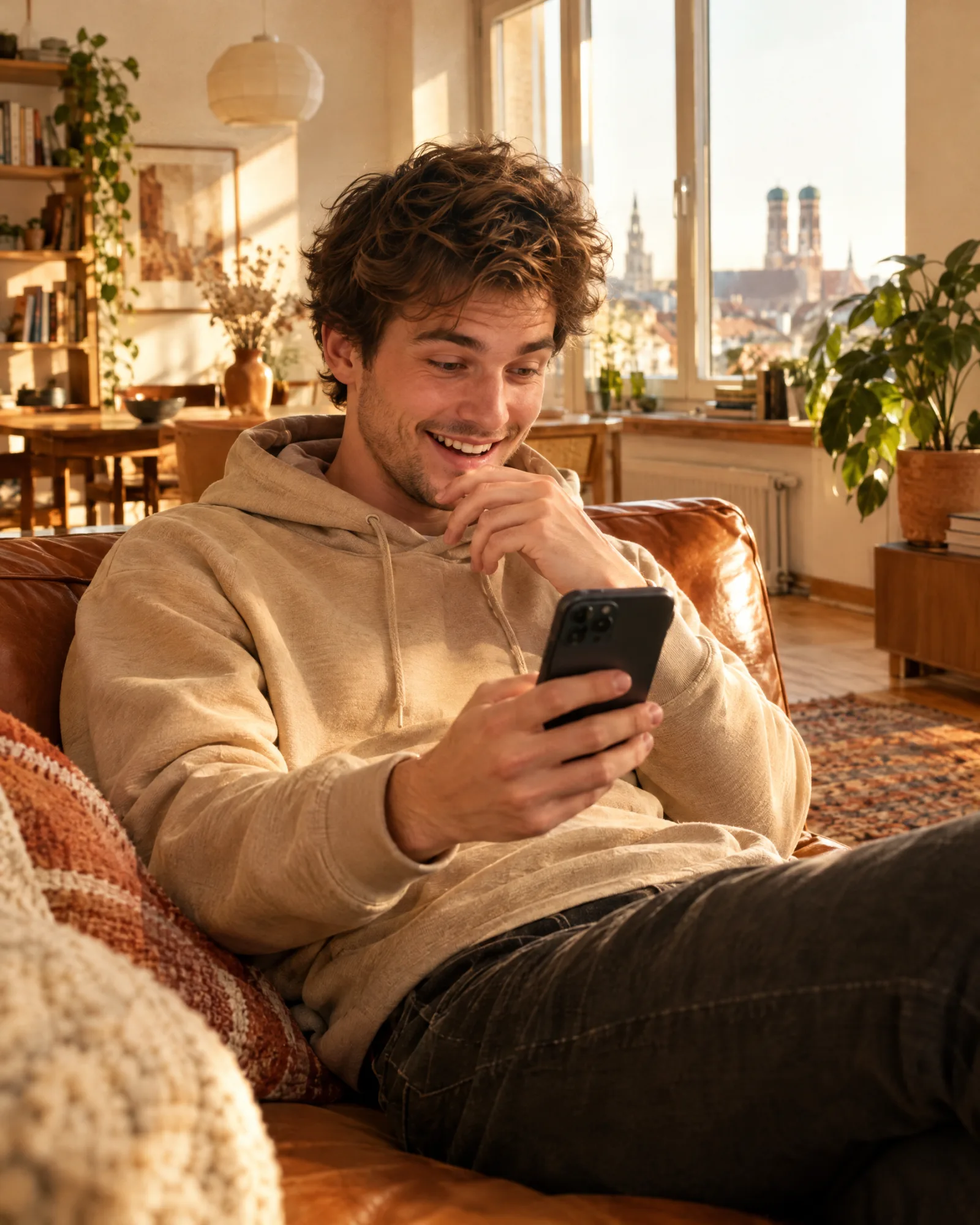 Entwickler liest auf dem Smartphone eine persönliche Nachricht zu einer Stelle